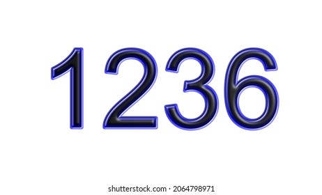 blue 1236 number 3d effect white background