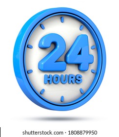 Blue 24 Hours On White Background. 20 Hrs Logo. 3d Illustration.