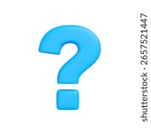 Blue 3D question mark icon isolated on clean white background