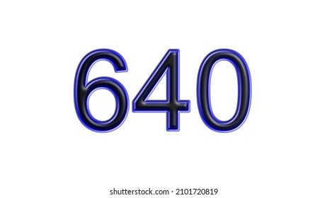 blue 640 number 3d effect white background
