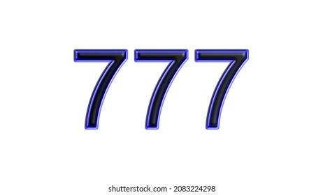 Blue 777 Number 3d Effect White Background