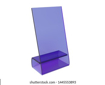 Blue Aacrylic Or Plexiglass Plate On White Background. 3d Rendering