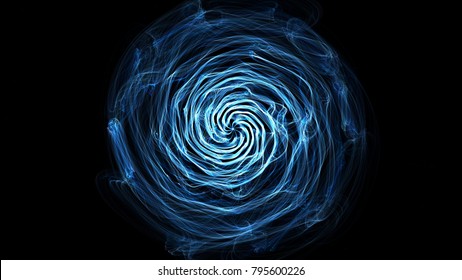 Blue absract spiral. Dark background. Flame spiral series