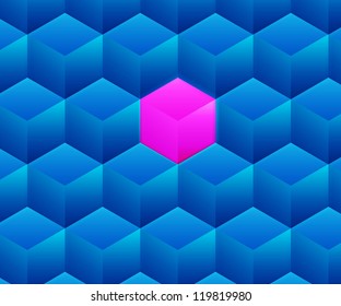 Blue Abstract Cubes Background Texture