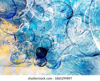 blue abstract fractal background 3d rendering