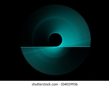 Blue abstract fractal shape with black background, computer-generated image for logo, design concepts, web, prints, posters. On the subject of education, science and technology