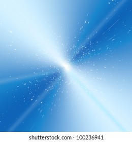 Blue Abstract Illustration Depicting Many Stars Giving The Effect Of High Speed Towards A Central Light Source.