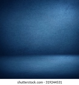 Blue Abstract Interior Background Suede Paper Texture, Empty Room Photo Studio Wall Paper And Floor