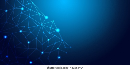 Blue Abstract Mesh Background - Circles, Lines And Lightening Shapes Illusrtated.