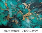 Blue Abstract. Sea color, White and Gold Stains. Frosty Background Splash. Water Ink Splatter. Aquamarine Drops Ink drawn. Alcohol Ink Spots. Alcohol Background.