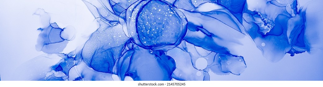 Blue Alcohol Ink. Navy Aquarelle Wallpaper. Cobalt Beautiful Effect. Solid Floral Mandala. Blue Alcohol Ink. Indigo Ocean Background. Ethereal Sea. Liquid Watercolor Fluid. 