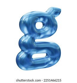 Blue alphabet letter g isolated on white background in 3d rendering. Balloon glossy letters for text or education. - Powered by Shutterstock