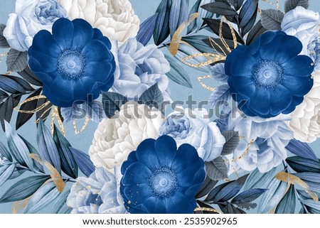 Similar – Image, Stock Photo Blue flower with a dagger wasp sitting on it