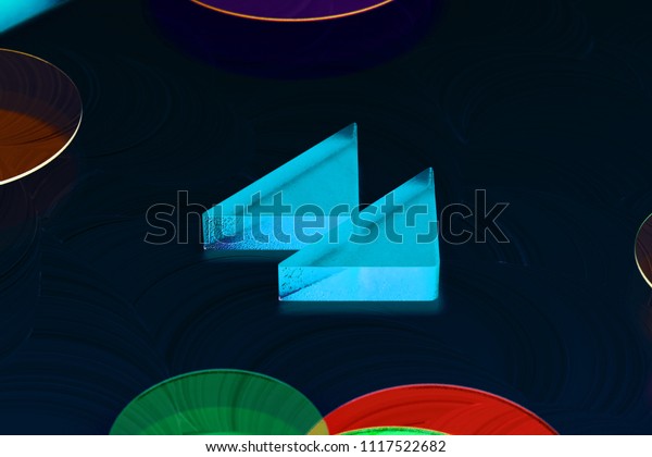 Blue Arrow Forward Icon on the Dark Black\
Background. 3D Illustration of Neon Blue Arrow, Forward, Next,\
Play, Right Icon Set on the Black Oil\
Background.