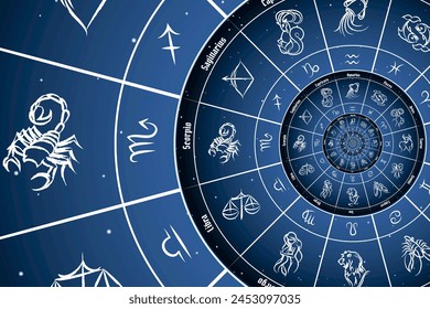 Blue astrological background. Concept of horoscope, mystery, magic, astrological sign. Nobody. - Powered by Shutterstock