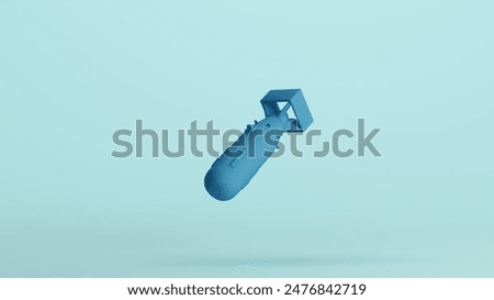 Blue atomic bomb explosive bomb war mass destruction soft tones pale background 3d illustration render digital rendering	
