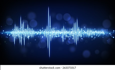 Blue Audio Waveform. Computer Generated Technology Background