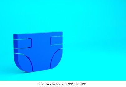 Blue Baby Absorbent Diaper Icon Isolated On Blue Background. Minimalism Concept. 3d Illustration 3D Render.