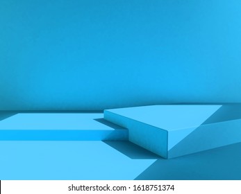 Blue Background, Blue Backdrop, Scene, Blue Color Mood Tone, 3d Rendering Wallpaper Studio Set