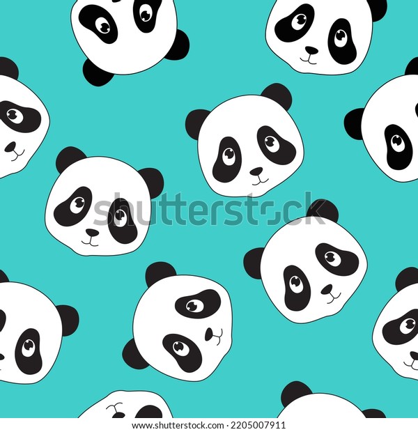 Blue Background Cute Pandas Cartoon Pandas Stock Illustration ...