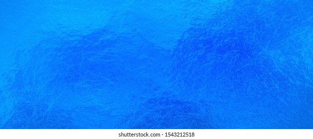 Blue Background Foil Texture, Abstract Bright Color Paper With Shiny Crackled Textured Design