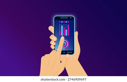 The blue background and a mobile with hand