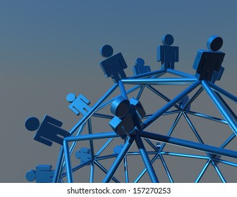 Blue background with network concept. Suitable for marketing presentation.