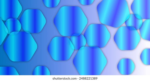 Blue background with rectangle. Bright blue geometric modern design background with lines of cubes. Neon hexagon vector abstract. blue hi-tech futuristic abstract background template with square shape