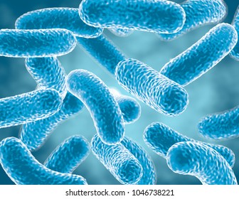 Blue bacteria cells 3d rendering.