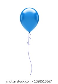 Blue Baloon Isolated On White Background. 3D Illustration Of Celebration, Party Baloons