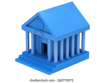 Blue Bank Building 3d Render Icon Stock Illustration 260771036 ...