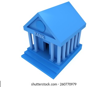 Blue Bank Building 3d Render Icon Stock Illustration 260770979 ...