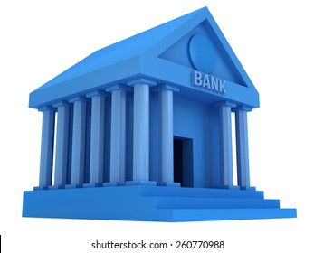 Blue Bank Building 3d Render Icon Stock Illustration 260770988 ...