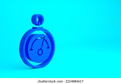 Blue Barometer Icon Isolated On Blue Background. Minimalism Concept. 3d Illustration 3D Render.