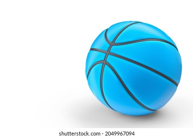 Blue basketball ball isolated on white background. 3d rendering of sport accessories for team playing