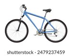 Blue bicycle, side view isolated on white background, 3D illustration. 3D Illustration