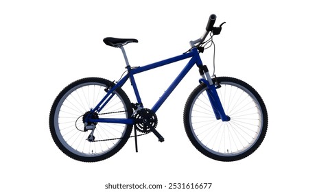 a blue bike with a black seat and a white background - Powered by Shutterstock