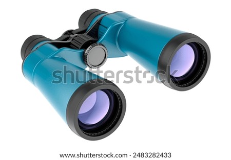 Blue Binoculars, 3D rendering isolated on white background