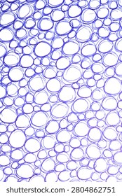 Blue biro pen scribble doodles round circles background