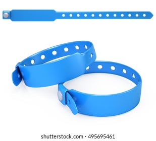 Blue blank bracelet isolated on white - 3d render