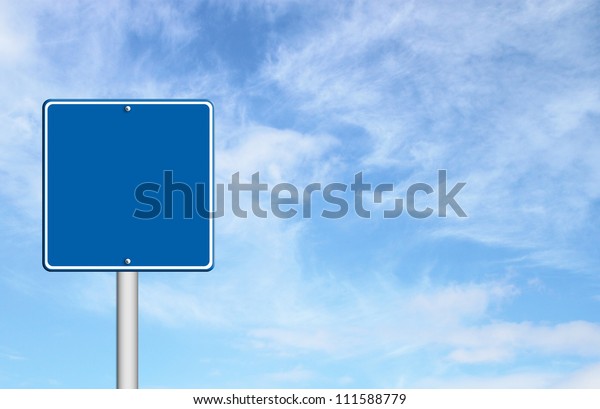 blue blank sign with\
sky blank for text