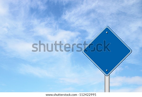 blue blank sign with\
sky blank for text