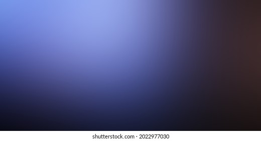 Blue Blur Background With Light Orange Light On The Side, Modern Blur Concept Backdrop. Gradient And Dark Color Mixing Wall With Glowing Light In Center