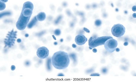 Blue body microbiome bacterium medical concept Healthy food 3d render
