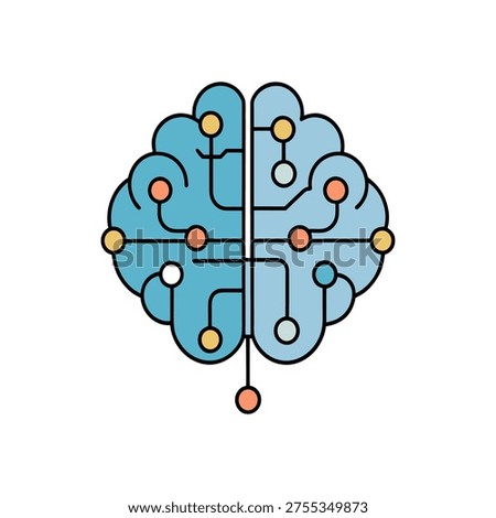 Blue brain with interconnected digital nodes and circuits