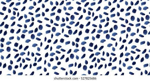 blue brushstrokes seamless pattern, hand drawn watercolor