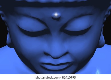 blue buddha portrait, very suitable as background