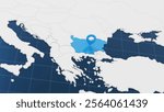 Blue Bulgaria 3d map with pointer pin surrounded with other countries in white. Europe political map with borders. 3d render illustration. 3D Illustration