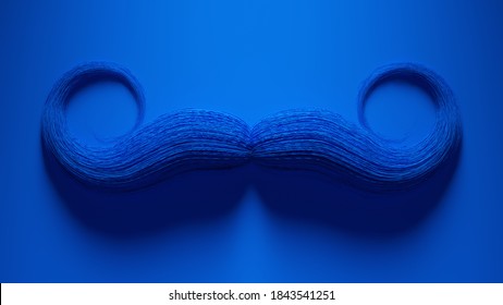 Blue Bushy Moustache Mustache 3d Illustration