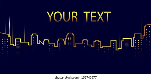 blue business card with city silhouette and place for text - Powered by Shutterstock